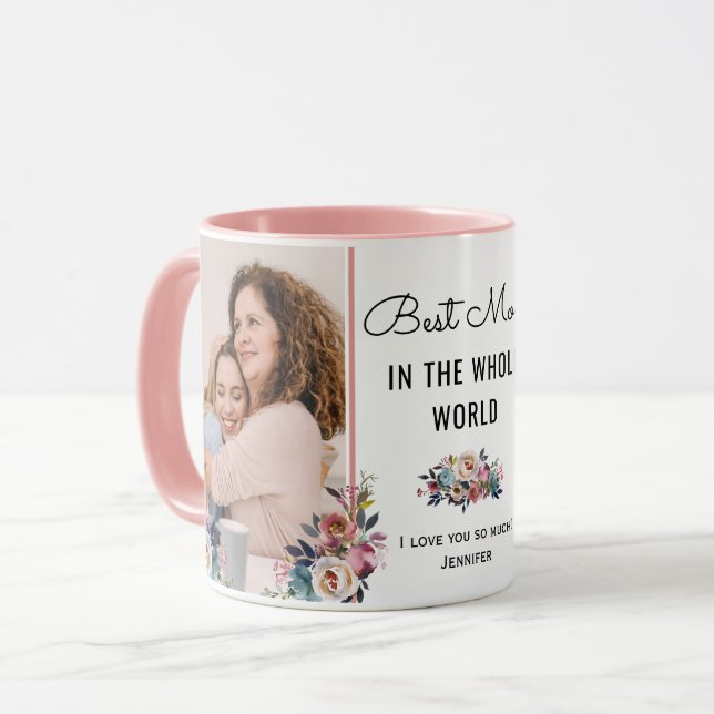 Best Mom in the Whole World Chic Mother Gift Photo Mug (Front Left)