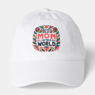 Best Mom In The World Folk Art Floral Mother's Day Hat