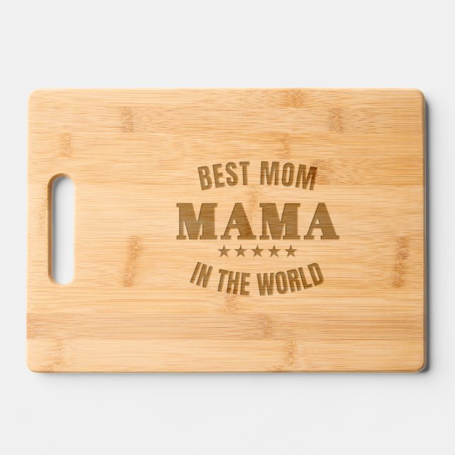 Best Mom In The World Mama 5 Star Rating Mother's  Engraved Cutting Board (Front)