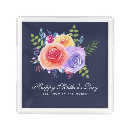 Best Mom in the World Mothers Day Roses Acrylic Tray