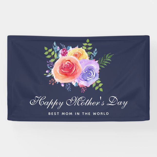 Best Mom in the World Mother's Day Roses Banner (Horizontal)