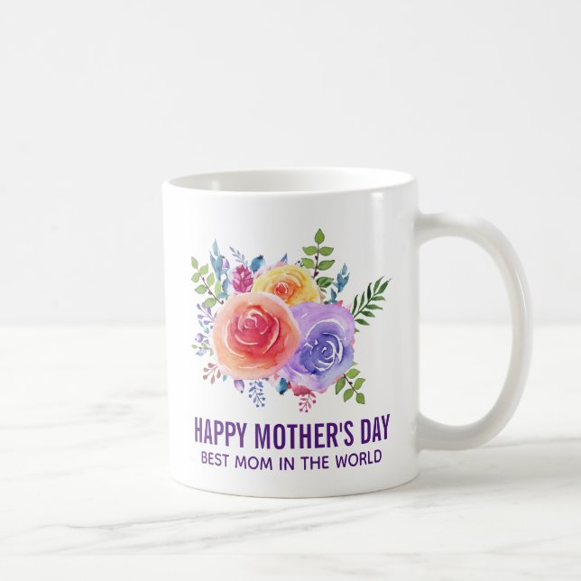 Best Mom in the World Mother's Day Roses Coffee Mug (Right)