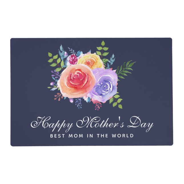 Best Mom in the World Mother's Day Roses Placemat (Front)