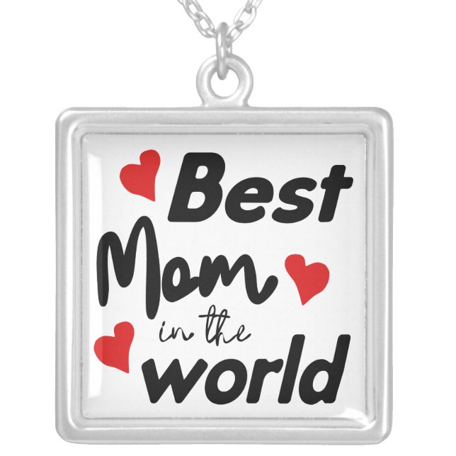Best Mom In The World Mother's Day Silver Plated Necklace (Front)