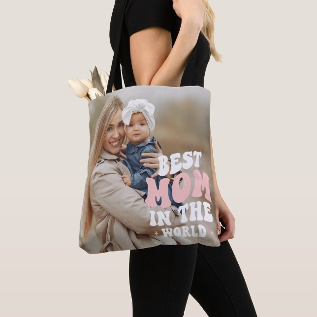 Best Mom in the World Photo Tote Bag (Close Up)