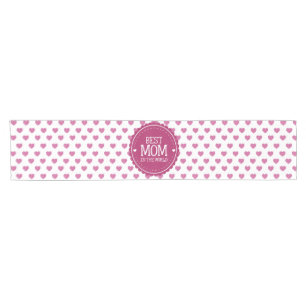 Best Mom in the World Pink Hearts and Circle Short Table Runner