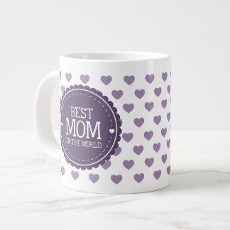 Best Mom in the World Violet Hearts and Circle Large Coffee Mug