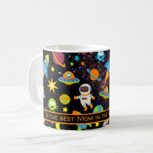 Best Mom in Whole Universe Space Black Coffee Mug