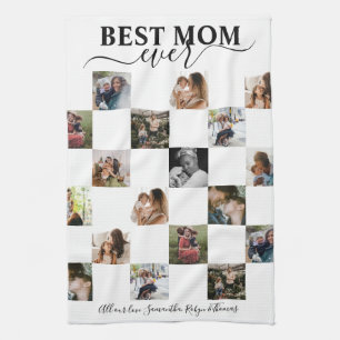 Best Mom Keepsake Black & White Insta Photo  Kitchen Towel