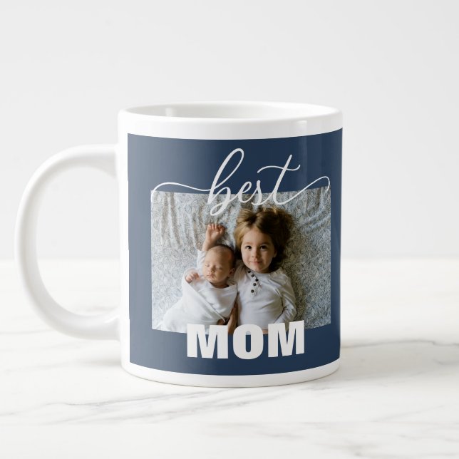 Best MOM Kids Photo Mother's Day Giant Coffee Mug (Left)