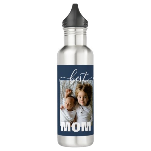 Best MOM Kids Photo Mothers Day  Stainless Steel Water Bottle