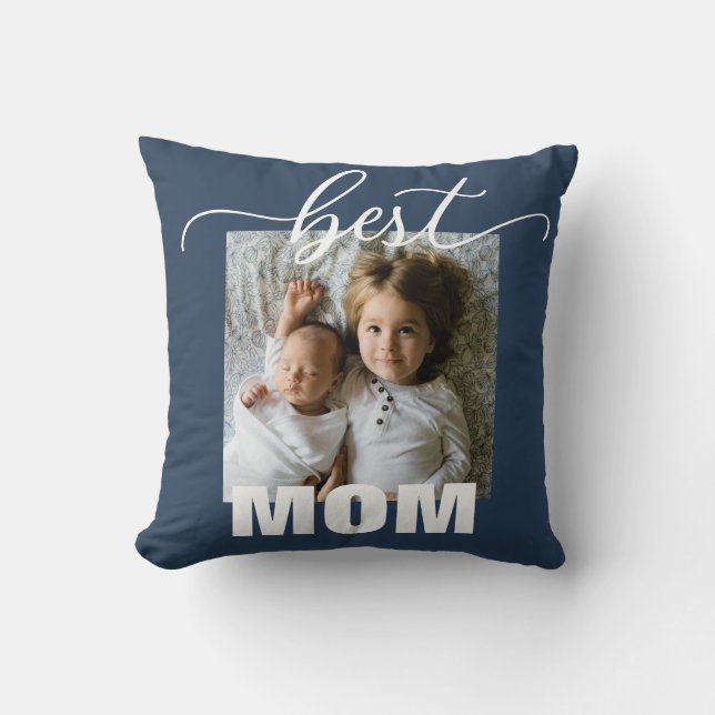 Best MOM Kids Photo Mother's Day  Throw Pillow (Front)