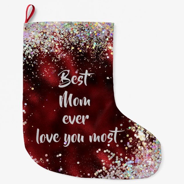 Best Mom Large Christmas Stocking (Front)