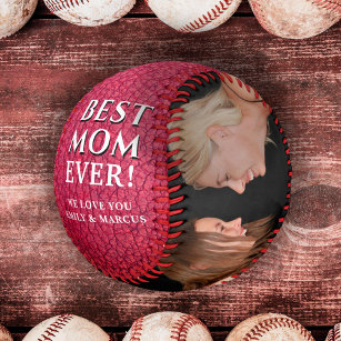 Best Mom Leather Print Mother`s Day Photo Collage Baseball
