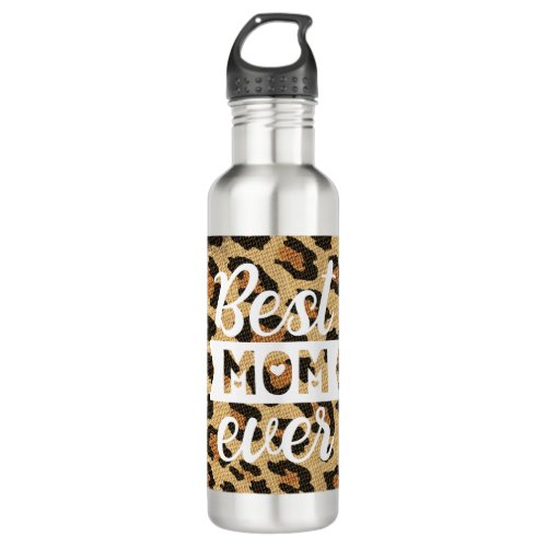 Best Mom Leopard Print Stainless Steel Water Bottle
