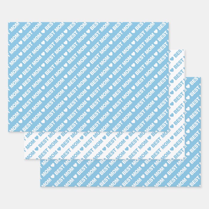 Best Mom Light Blue and White Wrapping Paper Sheets