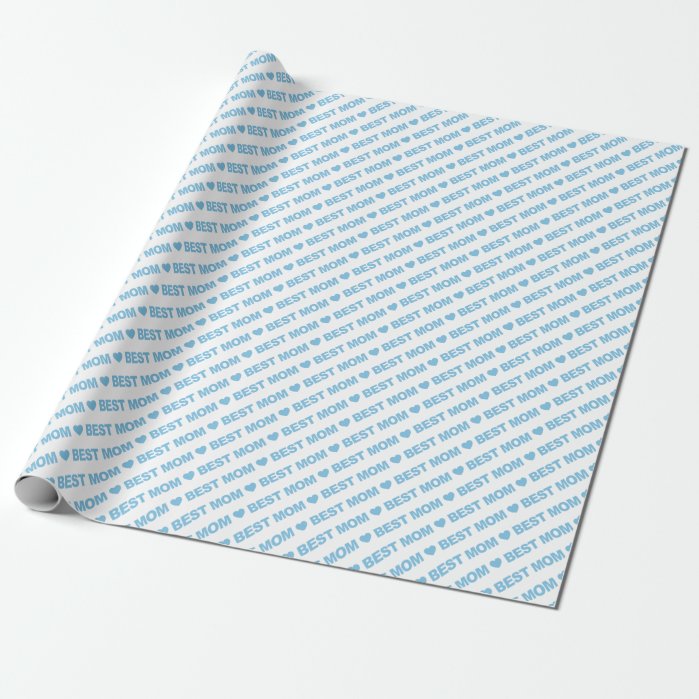 Best Mom Light Blue on White Wrapping Paper