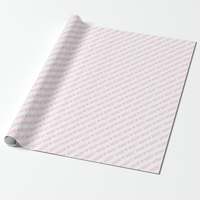 Best Mom Light Pink on White Wrapping Paper