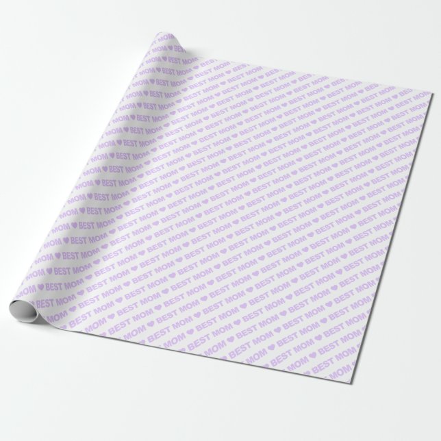 Best Mom Lilac on White Wrapping Paper (Unrolled)