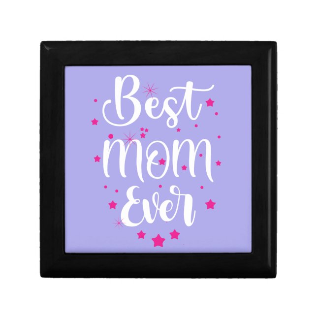 Best Mom, Little Stars Wooden Jewelry Keepsake Box (Front)