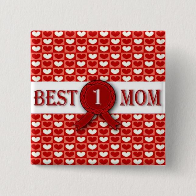 Best Mom Medal Pinback Button (Front)