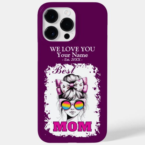 Best Mom Messy Bun Mom Pansexual Flag Colors Case_Mate iPhone 14 Pro Max Case