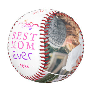 Best Mom Modern Foliage 3 Custom Photos Mother  Baseball
