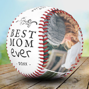 Best Mom Modern Foliage 3 Custom Photos Mother Baseball