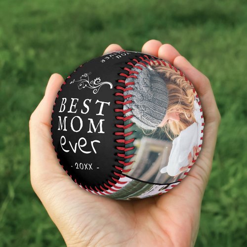 Best Mom Modern Foliage 3 Custom Photos Mother Baseball