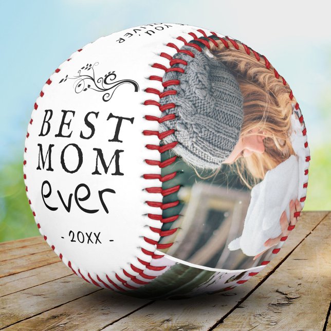 Best Mom Modern Foliage 3 Custom Photos Mother  Baseball (Creator Uploaded)