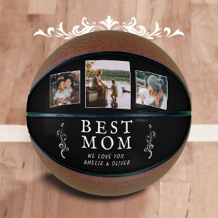 Best Mom Modern Foliage 3 Custom Photos Mother Basketball