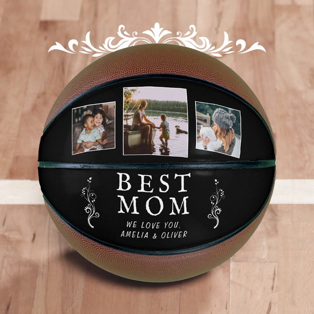 Best Mom Modern Foliage 3 Custom Photos Mother Basketball (Creator Uploaded)