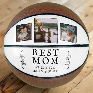 Best Mom Modern Foliage 3 Custom Photos Mother  Basketball