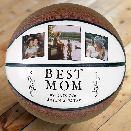 Best Mom Modern Foliage 3 Custom Photos Mother  Basketball