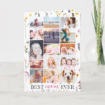 Best mom mother day 15 photo pressed flowers card<br><div class="desc">Best mom ever! Modern simple mother's day 15 photo collage grid with floral pressed dried flowers and modern typography</div>
