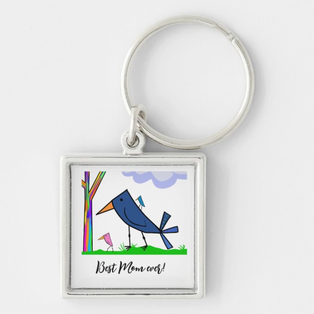 Best mom Mother’s Day keychain gift birds tree (Front)