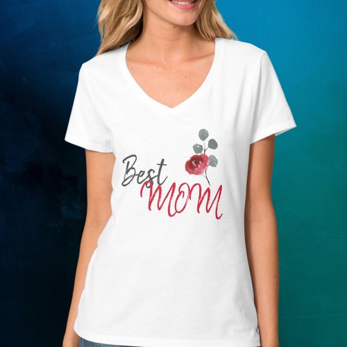 Best Mom Mothers Day Watercolor Floral T_Shirt