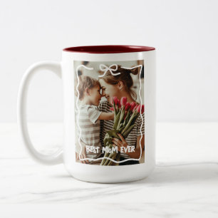 Best Mom Mother's Day Birthday Gift Custom Photo Two-Tone Coffee Mug