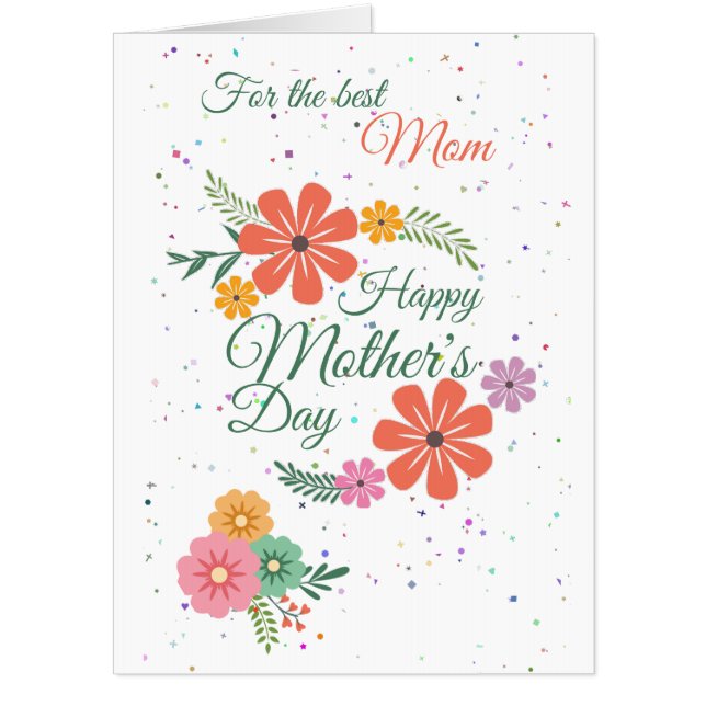 Best Mom Mother's Day Flower Jumbo Card (Front)