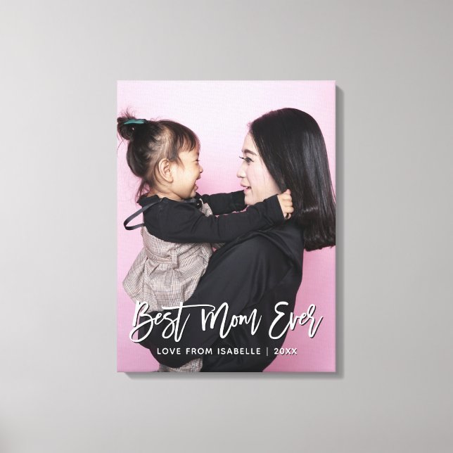 Best Mom Mother's Day Keepsake Personalized Photo Canvas Print (Front)