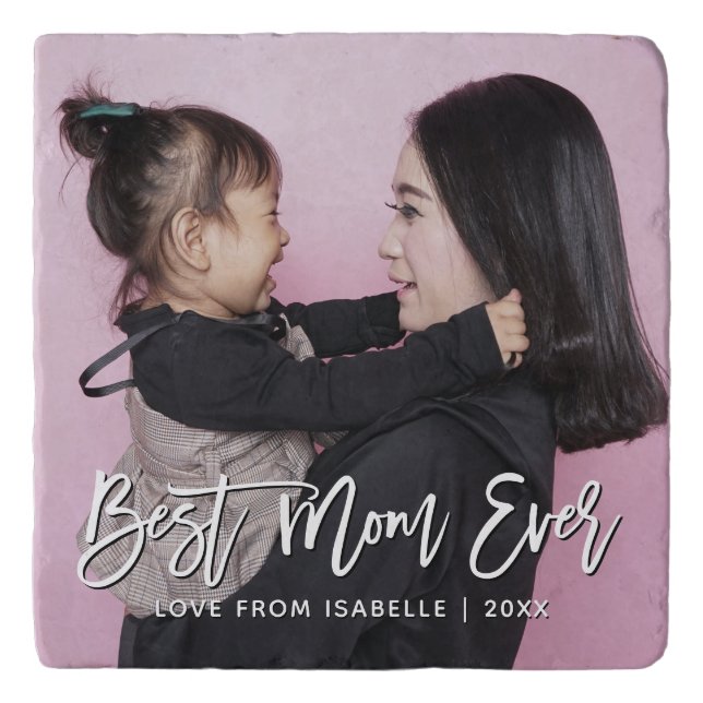 Best Mom Mother's Day Keepsake Personalized Photo Trivet (Front)