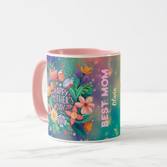 Best MOM Mother's day personalized gift kids name Mug (Front Left)