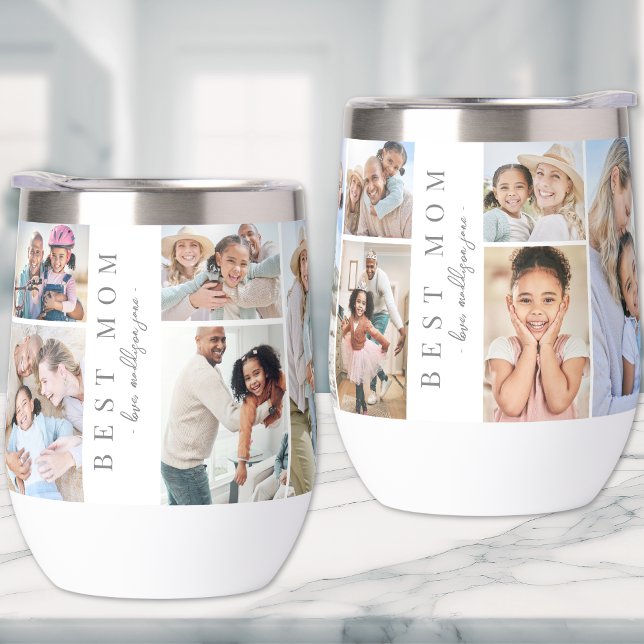 Best Mom Mother's Day Photo Thermal Wine Tumbler (Mom Photo Collage Thermal Wine Tumbler )