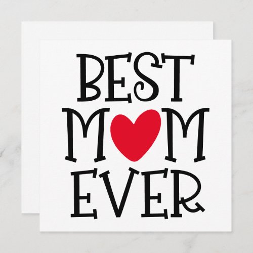 Best Mom Mum Ever Red Heart Black Text Holiday Card
