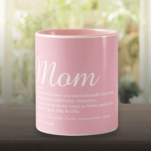 Best Mom Mum Mother Definition Script Pink Two_Tone Coffee Mug