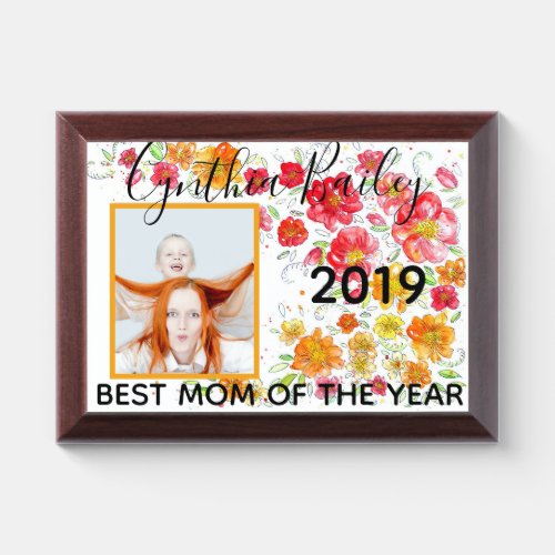 Best Mom Of The Year Floral Picture Award Plaque