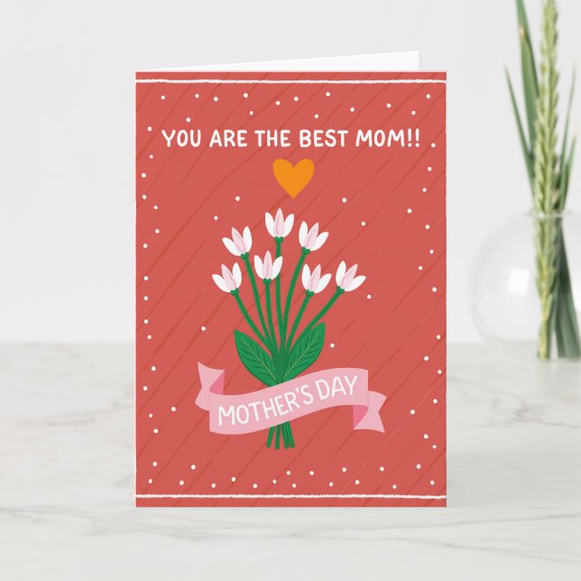 Best Mom Orange Heart Art Card (Front)