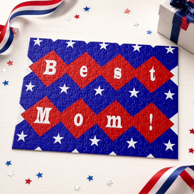 Best Mom Patriotic Red White Blue Gift Jigsaw Puzzle (Best Mom Patriotic Red White Blue Gift Jigsaw Puzzle)