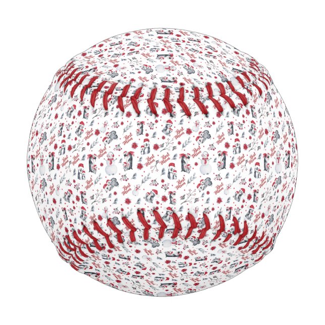 Best Mom Penguin Christmas pattern Baseball (Front)