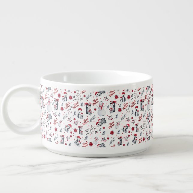 Best Mom Penguin Christmas pattern Bowl (Right)